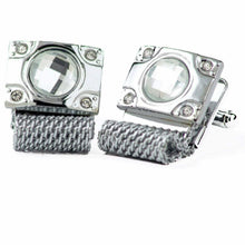 Load image into Gallery viewer, Vittorio Vico Vibrant Colorful Square Crystal Chain Cufflinks in Round Setting