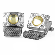 Load image into Gallery viewer, Vittorio Vico Vibrant Colorful Square Crystal Chain Cufflinks in Round Setting