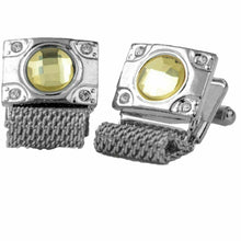 Load image into Gallery viewer, Vittorio Vico Vibrant Colorful Square Crystal Chain Cufflinks in Round Setting