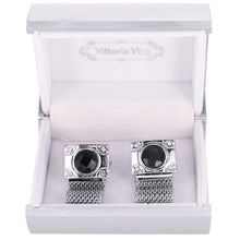 Load image into Gallery viewer, Vittorio Vico Vibrant Colorful Square Crystal Chain Cufflinks in Round Setting