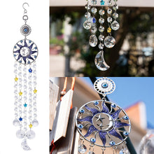 Load image into Gallery viewer, Chandelier Wind Chimes Turkish Blue Evil Eye Moon Sun Star Sun-catcher Rainbow Maker Wind Chimes Wall Hanging Crystal Prisms Hanging Pendant Home Decor Gifts Blessing Protection Decoration