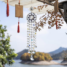 Load image into Gallery viewer, Chandelier Wind Chimes Turkish Blue Evil Eye Moon Sun Star Sun-catcher Rainbow Maker Wind Chimes Wall Hanging Crystal Prisms Hanging Pendant Home Decor Gifts Blessing Protection Decoration