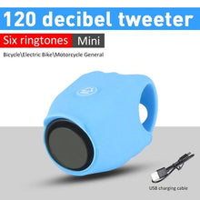 Load image into Gallery viewer, Chargeable Bicycle Bell 120db Waterproof Cycling Bike Bells Electric Horn Mini Portable Cycling Handlebar Bell Bike Tools Bicycle Bell With 3 Cute Sounds Waterproof Cycle Horn For Kids Road And Mountain Bike