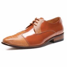 Load image into Gallery viewer, Charlie Leather Derby Style Men's Dress Shoes - Tan and Black Color