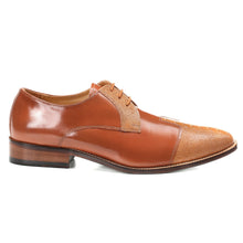Load image into Gallery viewer, Charlie Leather Derby Style Men's Dress Shoes - Tan and Black Color