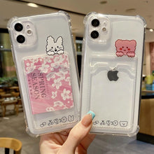 Load image into Gallery viewer, Charming Card Phone Case For iPhone 14 13 12 11 Pro Max 7 8 Plus X XR XS Max Transparent Wallet Soft Bumper Back Cover Funny Couple Transparent Soft iphone Cover