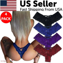 Load image into Gallery viewer, Chic 4-Pack Lace G-String Panties for Women