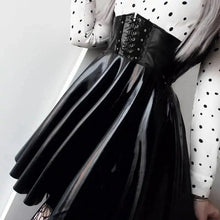 Load image into Gallery viewer, Mandotos Black Leather Lace-Up Skirt