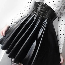 Load image into Gallery viewer, Mandotos Black Leather Lace-Up Skirt