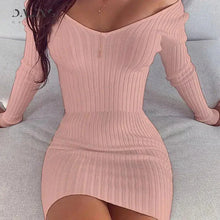 Load image into Gallery viewer, Chic Off-Shoulder Knit Dress - Effortlessly Stylish for Any Occasion