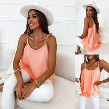 Load image into Gallery viewer, Chic Pearl Pleated Tank Top