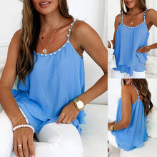 Load image into Gallery viewer, Chic Pearl Pleated Tank Top