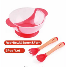 Load image into Gallery viewer, Children's Tableware Baby Learning Dishes With Suction Cup Assist Food Bowl Temperature Sensing Spoon Baby Feeding Bowl