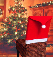 Load image into Gallery viewer, Christmas Chair Covers Red Santa Claus Hat Chair Back Covers Christmas Chair Covers Decor Santa Claus Red Hat Snowflake Chair Xmas Cap Kitchen Dining Chair Slipcovers Sets For Christmas Table Party Decor