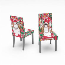 Load image into Gallery viewer, Christmas Chair Covers Santa Printed Elastic Stretch Dining Room Chair Slipcover Kitchen Seat Cover Spandex Home Decor chair Stretch Removable Washable Dining Room Chair Protector Slipcovers Christmas Decoration/Home Decor Dining Room Seat Cover