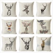 Load image into Gallery viewer, Christmas Deer Cushion Cover Soft Plush Pillow Deer Throw Pillow Covers Decorative Animal Pillowcase Cotton Linen Cushion Cover For Couch Bed Home Office Throw Pillow Cover Christmas Pillow Case 45x45CM