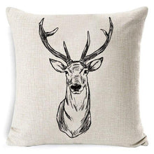 Load image into Gallery viewer, Christmas Deer Cushion Cover Soft Plush Pillow Deer Throw Pillow Covers Decorative Animal Pillowcase Cotton Linen Cushion Cover For Couch Bed Home Office Throw Pillow Cover Christmas Pillow Case 45x45CM