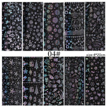 Load image into Gallery viewer, Christmas Silver Snowflakes Nail Art Foil Transfer Glitter Stickers 3D Nail Art Decals Designer Manicuring Decoration Xmas Gift Nails Snowflake Nail Art Stickers Decals Christmas Nail 3D Self Adhesive Nail Stickers for Acrylic Nails Snowflake