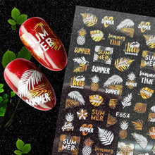 Load image into Gallery viewer, Christmas Snowflake Lines 3D Nail Stickers Gold And White Xmas Snowflakes Leaves Decals Slider Nail Art Decoration Wraps Nail Art Stickers Decal 3D Self-Adhesive Abstract Face Curve Graffiti Nail Design for Acrylic Nail Supplies