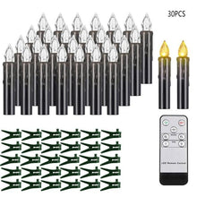 Load image into Gallery viewer, Christmas Tree Clip Candle Warm White Battery Operated Waterproof LED Flameless Taper Ivory Floating Candles with Remote Timer Ideal For Home Flameless Flashing With Remote And Suction Cup LED Candles For Halloween Birthday Garden Decoration