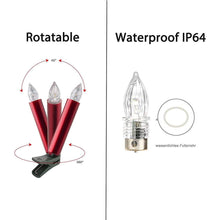 Load image into Gallery viewer, Christmas Tree Clip LED Candle Waterproof LED Flameless Taper Ivory Floating Candles with Remote Timer and Dimmable, Ideal for Home Indoor Outdoor Christmas Trees Lamp Simulation Flame Light Warm Candle Family Party Birthday Party Decorated With Candles