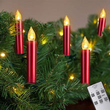 Load image into Gallery viewer, Christmas Tree Clip LED Candle Waterproof LED Flameless Taper Ivory Floating Candles with Remote Timer and Dimmable, Ideal for Home Indoor Outdoor Christmas Trees Lamp Simulation Flame Light Warm Candle Family Party Birthday Party Decorated With Candles