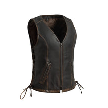 Load image into Gallery viewer, Cindy - Women's Motorcycle Leather Vest Brown Beige