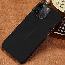Load image into Gallery viewer, Classic Brown Genuine Leather Phone Case for iPhone 13 14 Pro Max 12 Mini 11 12 Pro Max Leather Cover Bumper Phone Case Compatible With iPhone Genuine Leather Slim Back Cover