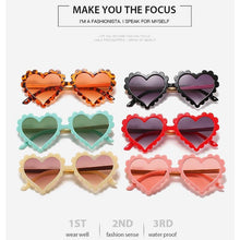 Load image into Gallery viewer, Classic Children's Fashionable Cute Heart-Shaped Sunglasses Designer Personalized Flower Love Baby Sunglasses Block 90% Of UVB and UVA Rays over sized heart shaped sunglasses