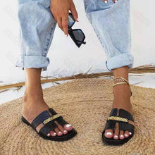 Load image into Gallery viewer, Classic Design New Women Flat Flip Flops Double Chain Sandal Slippers Shoes Women Flats Slippers Flat Sandals Elegant Strappy Flip Flops Casual Comfortable Beach Shoes