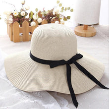 Load image into Gallery viewer, Classic Design Wide Elegant Hat New Simple Foldable Wide Floppy Girls Straw Hat Sun Hat Beach Women Summer Hat UV Protect Travel Cap Lady Cap Female Outdoor Summer Hat