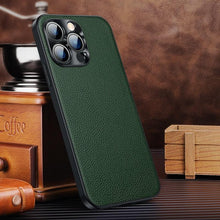 Load image into Gallery viewer, Classic Leather Case Compatible with iPhone Slim Leather Protective Case Midnight Green Luxury Genuine Leather Cover For iPhone 14 Pro 13 12 11 Pro Max X XS XR 7 8 Plus Case Vintage Leather Business Men Iphone Case