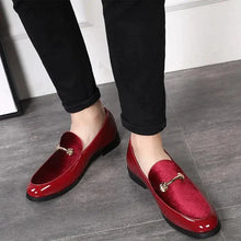 Load image into Gallery viewer, Mandotos Men's Classic Leather Loafers Navy Slip On Dress Shoes Premium Leather Construction