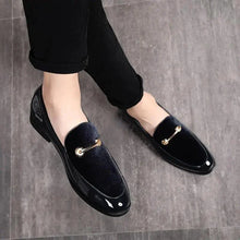 Load image into Gallery viewer, Mandotos Men's Classic Leather Loafers Navy Slip On Dress Shoes Premium Leather Construction