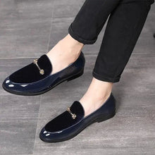 Load image into Gallery viewer, Mandotos Men's Classic Leather Loafers Navy Slip On Dress Shoes Premium Leather Construction