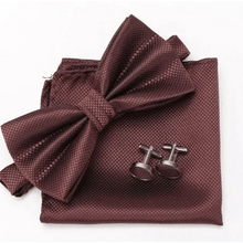 Load image into Gallery viewer, Classic Men Bowtie Cufflinks Set Casual Men's Fashionable Style Solid Color Bowties Elegant Accessories