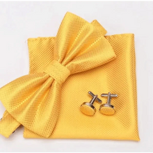 Load image into Gallery viewer, Classic Men Bowtie Cufflinks Set Casual Men's Fashionable Style Solid Color Bowties Elegant Accessories