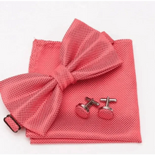 Load image into Gallery viewer, Classic Men Bowtie Cufflinks Set Casual Men's Fashionable Style Solid Color Bowties Elegant Accessories