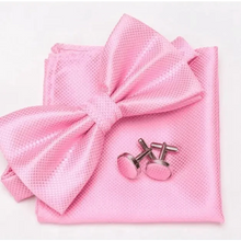 Load image into Gallery viewer, Classic Men Bowtie Cufflinks Set Casual Men's Fashionable Style Solid Color Bowties Elegant Accessories