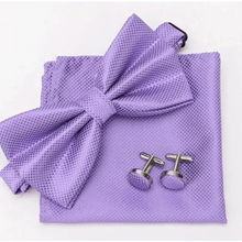 Load image into Gallery viewer, Classic Men Bowtie Cufflinks Set Casual Men's Fashionable Style Solid Color Bowties Elegant Accessories