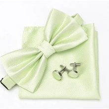 Load image into Gallery viewer, Classic Men Bowtie Cufflinks Set Casual Men's Fashionable Style Solid Color Bowties Elegant Accessories