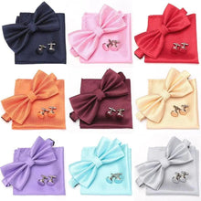 Load image into Gallery viewer, Classic Men Bowtie Cufflinks Set Casual Men's Fashionable Style Solid Color Bowties Elegant Accessories