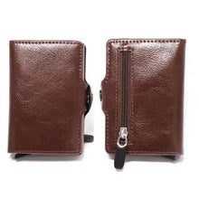 Load image into Gallery viewer, Classic Multifunction Automatic Aluminum Alloy Leather Credit Card Holder Retro New Pop-Up Card Ejector Business Wallets For Men