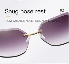 Load image into Gallery viewer, Classic Rimless Sunglasses Women Metal Frame Diamond Cutting Lens Sunglasses For Women New Fashion Black Color New Retro Sun Glasses For Women New Summer Style Sun glasses For Female Famous Style Frames