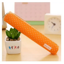Load image into Gallery viewer, Classic Simple Candy Color Slim Canvas Pencil Pouch Pencil Bag For School Office Dot Printed Students Pencil Case