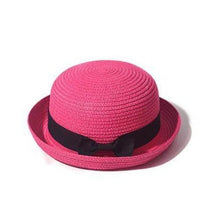 Load image into Gallery viewer, Classic Simple Female Hat For Summer Beach Hat Casual Lady Summer Solid Color Straw Hat Women Elegant Hat Traveling Hats UV Protection Sun Cap Women Flat Bowknot Design Cute Cap Girls Hat 56-58cm
