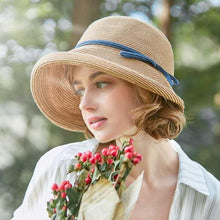 Load image into Gallery viewer, Classic Style Straw Hat Women Foldable Traveling Summer Women's Big Sun Hat Vintage Design Wide Side Straw Hat Female Summer Beach Hat Holiday Party Cap 56-58CM