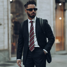 Load image into Gallery viewer, Vesuvio - Silk Jacquard Tie - Red and Burgundy