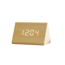Load image into Gallery viewer, Clocks LED Wooden Alarm Clock Watch Wooden Wood Clock New Version LED Alarm Digital Desk Clock Adjustable Brightness, Alarm Time, Displays Time Date Temperature Table Voice Control Digital Wood Electronic Desktop Table