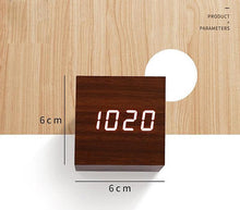 Load image into Gallery viewer, Clocks LED Wooden Alarm Clock Watch Wooden Wood Clock New Version LED Alarm Digital Desk Clock Adjustable Brightness, Alarm Time, Displays Time Date Temperature Table Voice Control Digital Wood Electronic Desktop Table